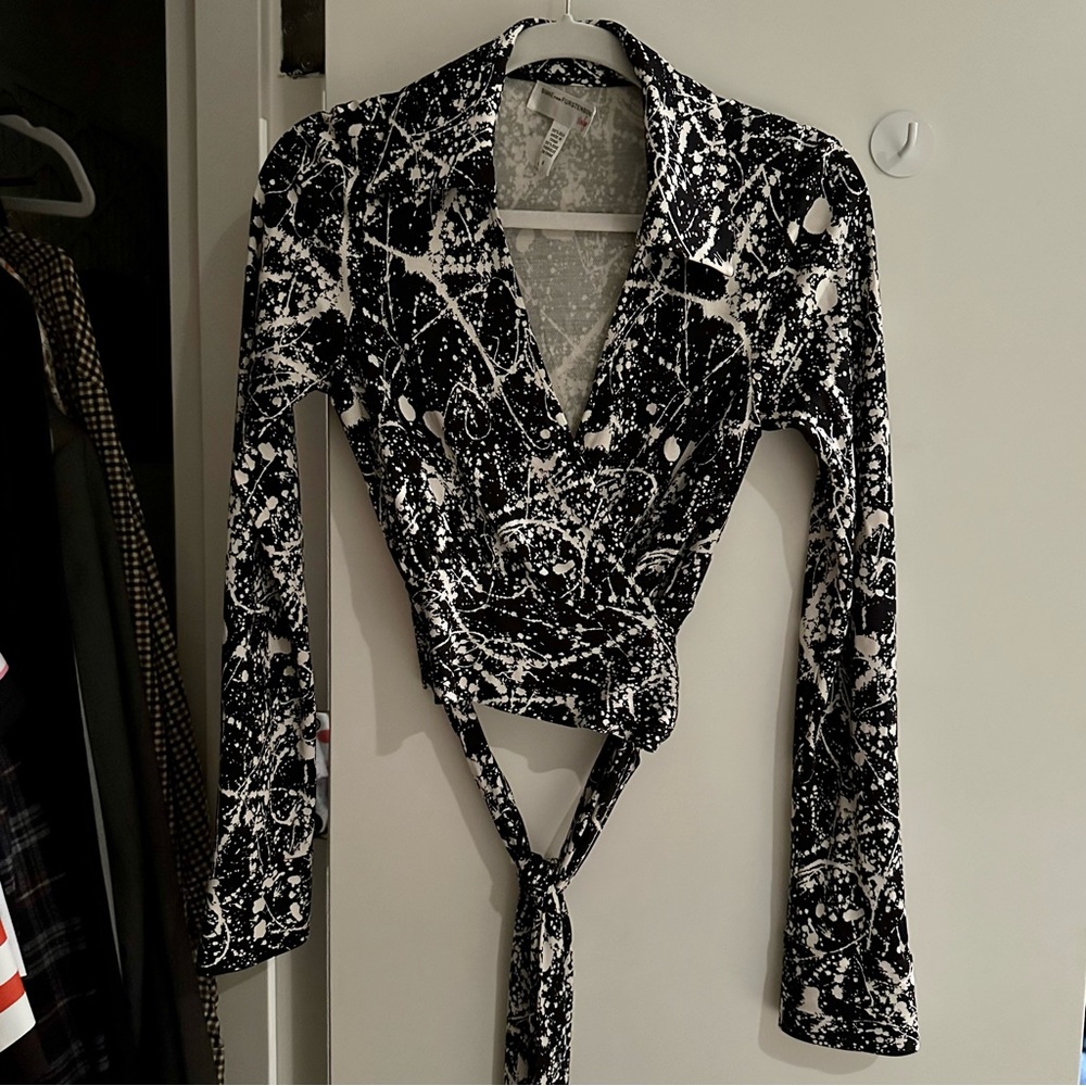 DVF Vintage Splatter Wrap Top